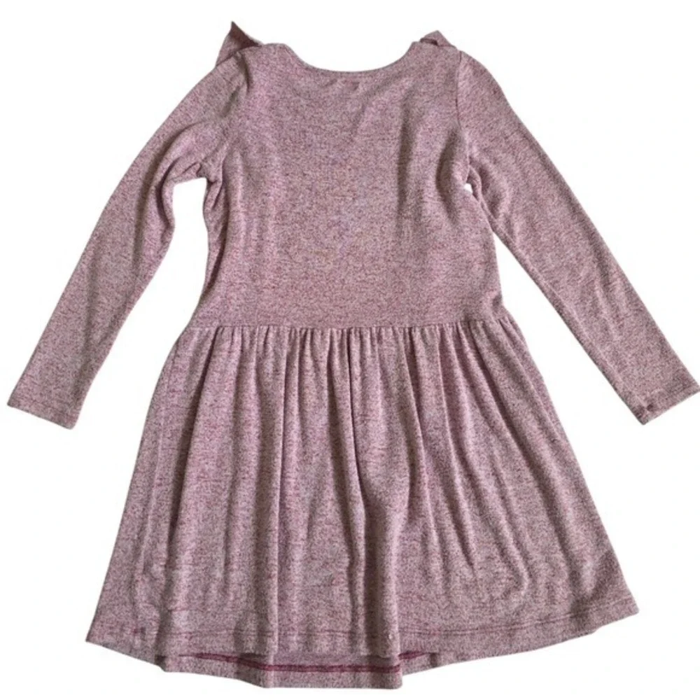 Gymboree Ruffle Front Knit Dress L 10-12 Pink Marl Long Sleeve Heathered Soft